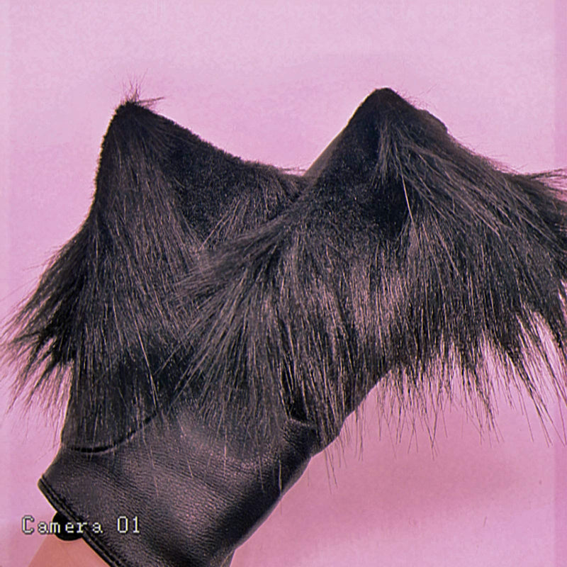 Furry Cat Kitten Ear Hair Clips Clip on Cat Ears Headband For Cosplay Kitten Play Comicon Cosplay Petplay Fluffy Furry Cat Ears (black kitten ears) Black Kitten Ears - BeesActive Australia