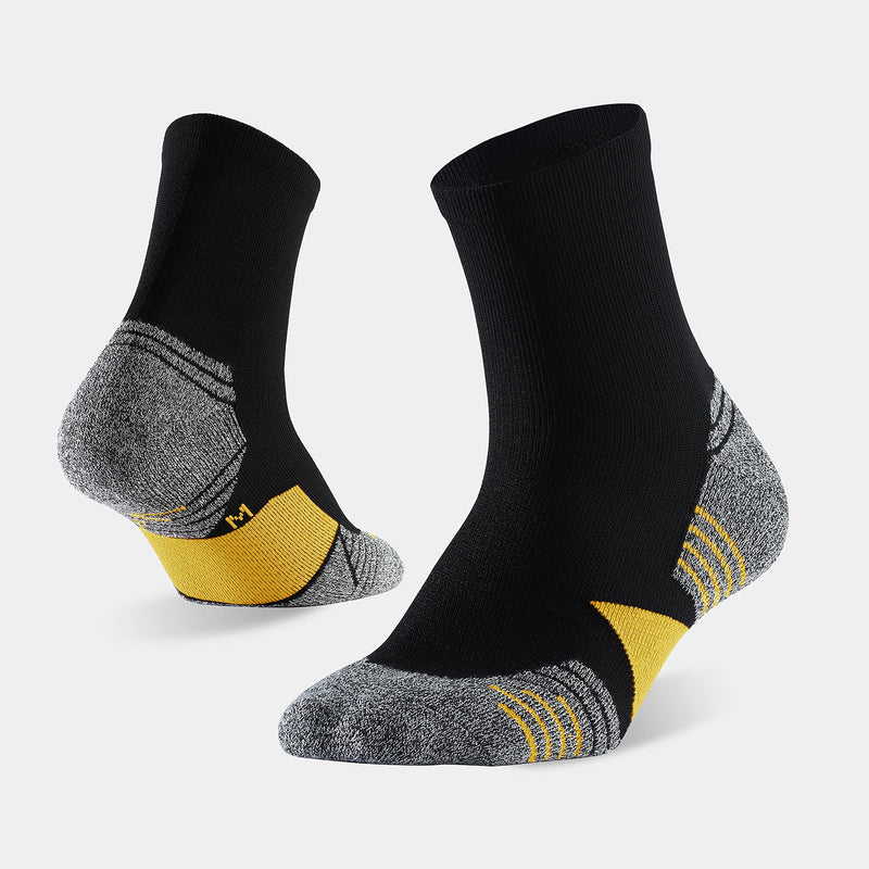 WANDER Men's Athletic Ankle Socks 6 Pairs Running Socks for Sport Low Cut Cycling Socks 6-9/10-12/12-14 6 Pairs Black Yellow 10-12 - BeesActive Australia