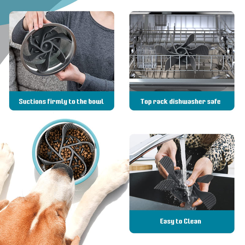Slow Feeder Dog Bowls Insert, Cuttable Dog Slow Feeder with Strong Suction Cups, Slow Feeder Cat Bowl, Cat Dog Puzzle Feeder Insert 1 Pack Grey - BeesActive Australia