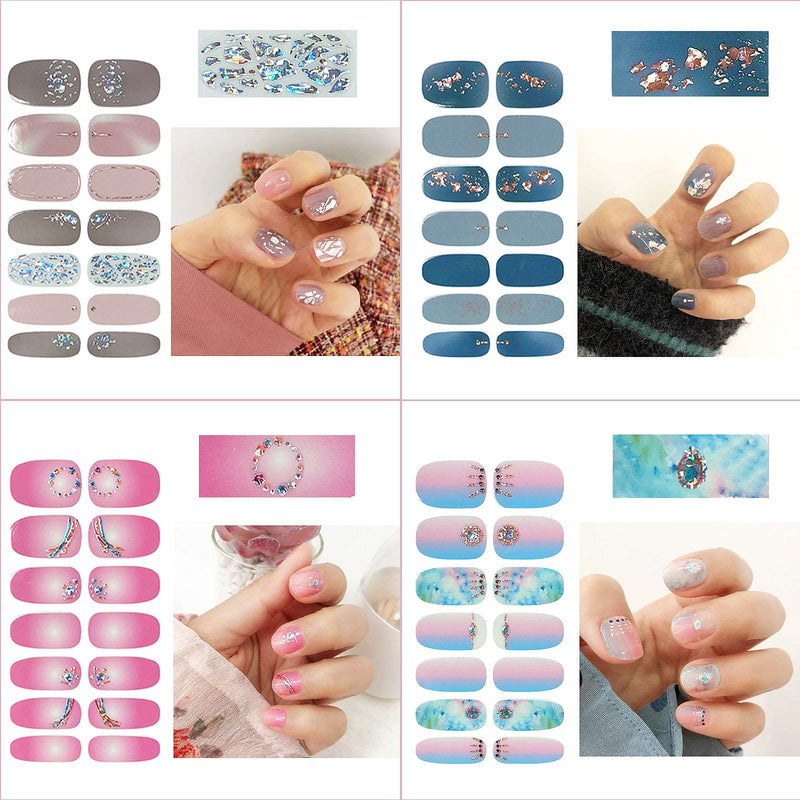 27 Sheets Nail Polish Stickers Full Nail Wraps Self-Adhesive Nail Decal Strips Nail Polish Strips Glitter DIY Nail Art Sticker with 2 Pieces Nail Files for Women Girls (Gentle and Diamond Style) Gentle and Diamond Style - BeesActive Australia