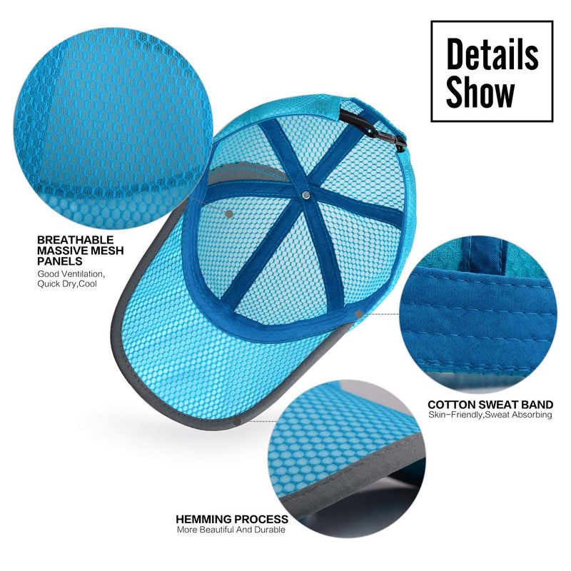 ELLEWIN Unisex Breathable Full Mesh Baseball Cap Quick Dry Running hat Lightweight Cooling Water Sports Hat Lake Blue-m/L - BeesActive Australia