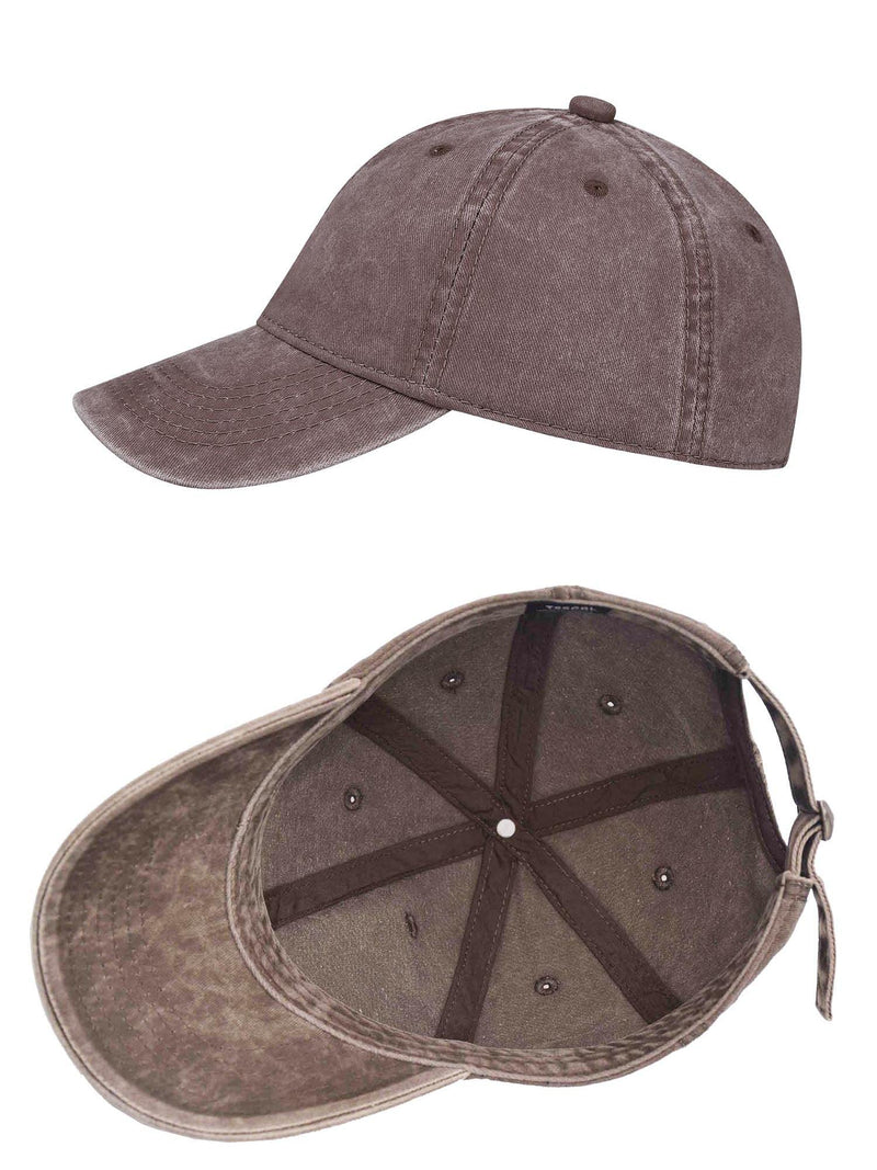 TSSGBL Vintage Cotton Washed Adjustable Baseball Caps Men and Women, Unstructured Low Profile Plain Classic Retro Dad Hat Black-coffee-navy - BeesActive Australia