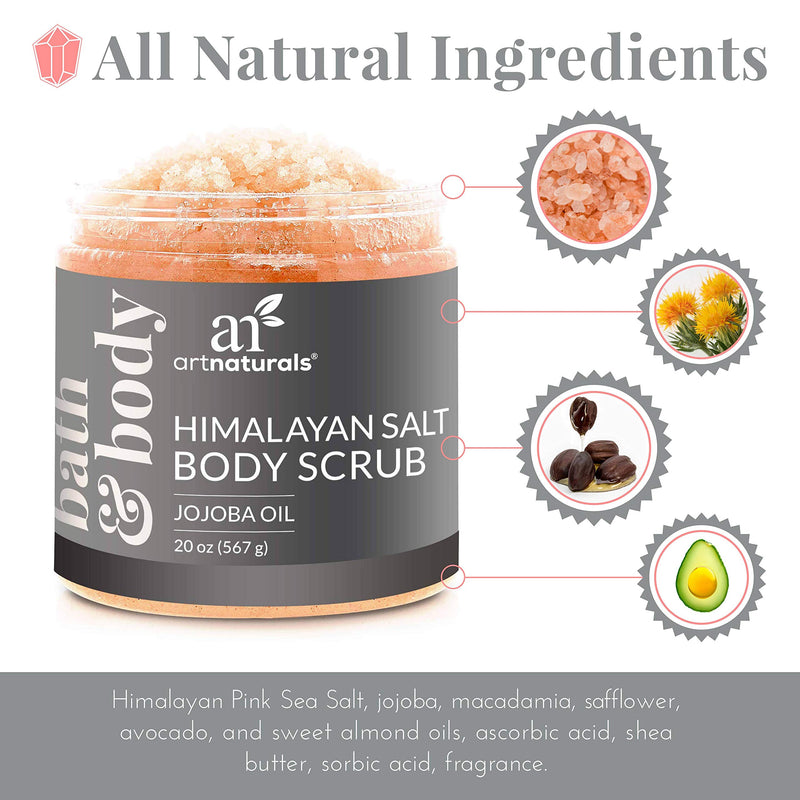 ArtNaturals Himalayan Body Scrub and Face Scrub - (20 Oz) - Deep Cellulite Cleansing Exfoliator with Sugar, Shea Butter, Exfoliating Himalayan - Natural Pink for Hand, Skin and Facial - Men and Women - BeesActive Australia