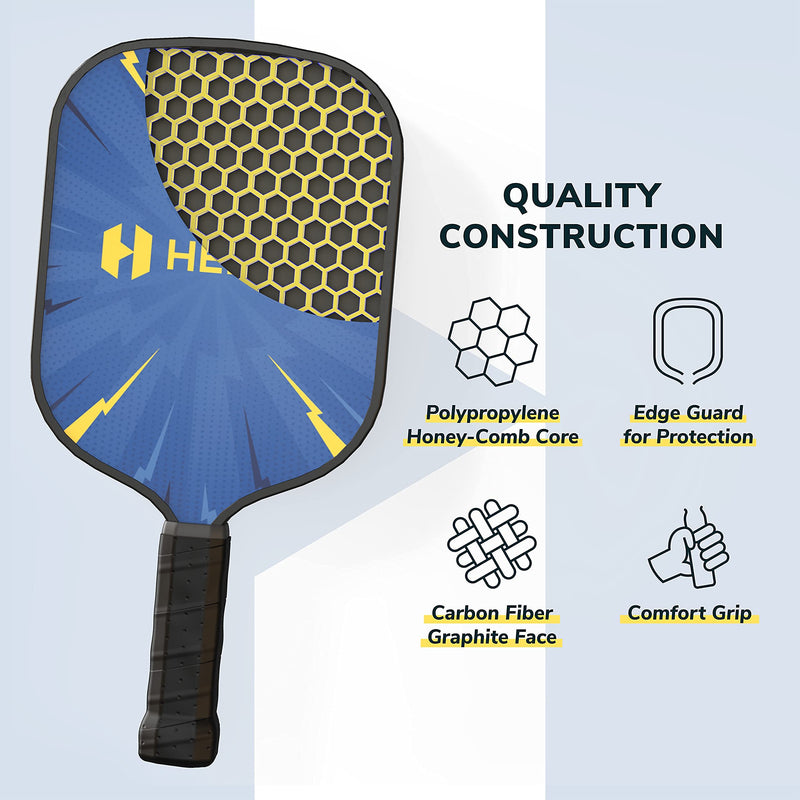Helium Pickleball Paddle for Kids – Child Size Paddle for Children 12 and Under, Lightweight Honeycomb Core, Graphite Strike Face, Pickleball Paddle & Drawstring Bag - POW! 1 Paddle Set - BeesActive Australia