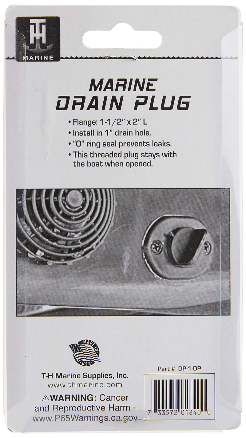 T-H Marine DP-1-DP Self-Retaining Boat Transom Drain Plug - Black - BeesActive Australia