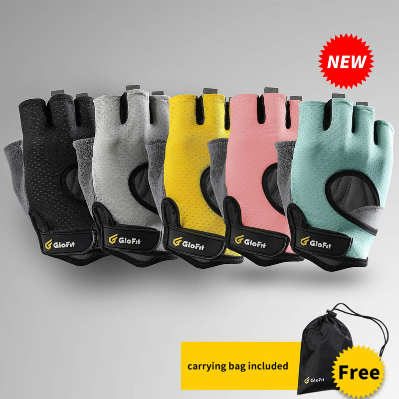 Glofit Freedom Workout Gloves, Knuckle Weight Lifting Shorty Fingerless Gloves with Curved Open Back, for Powerlifting, Gym, Women and Men Aqua Small - BeesActive Australia