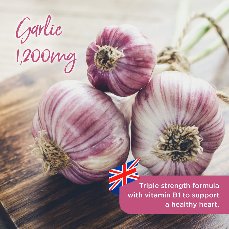 Healthspan Garlic 1,200mg | 240 Tablets | Heart Health |Added Vitamin B1 | Triple-Strength Formula | Odour-Controlled | Vegetarian - BeesActive Australia