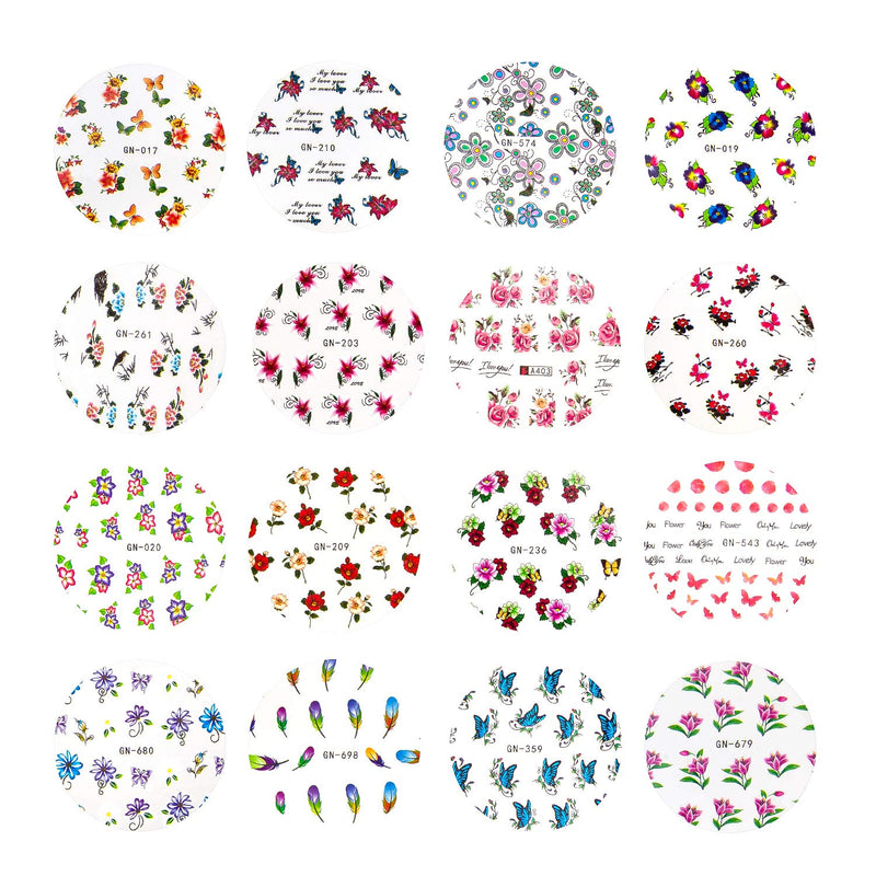 LUTER 50 Sheets Floral Nail Decals Water Transfer Nail Art Stickers Various Flowers Butterfly Nail Art Stickers for Manicure DIY, Nail Salon - BeesActive Australia