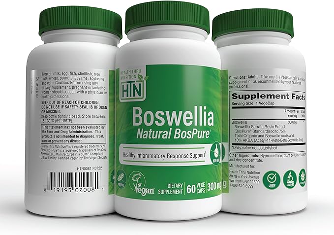Health Thru Nutrition Boswellia Bospure Non-GMO 300Mg Vegetarian Capsules 60 Count - BeesActive Australia