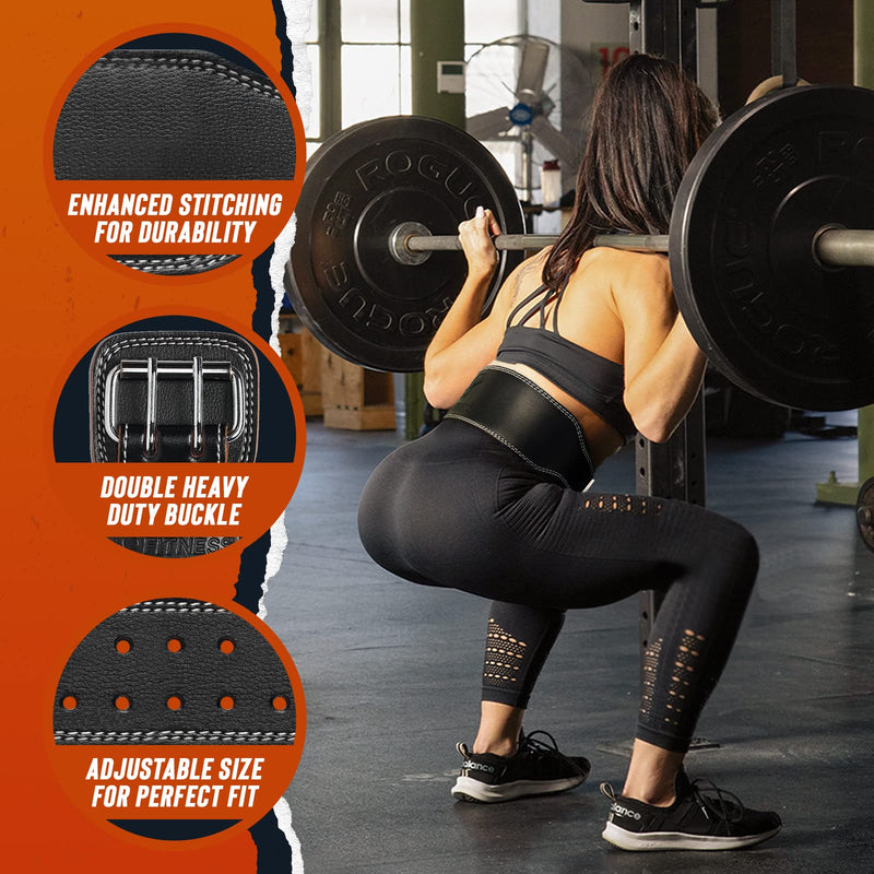 Weight Lifting Belt (4" Wide) - Premium Weightlifting Belt for Men & Women - Workout Gym Belt for Functional Fitness & Olympic Lifting Athletes - Perfect Support for Squat & Deadlift Training Belt Small Black/White - BeesActive Australia