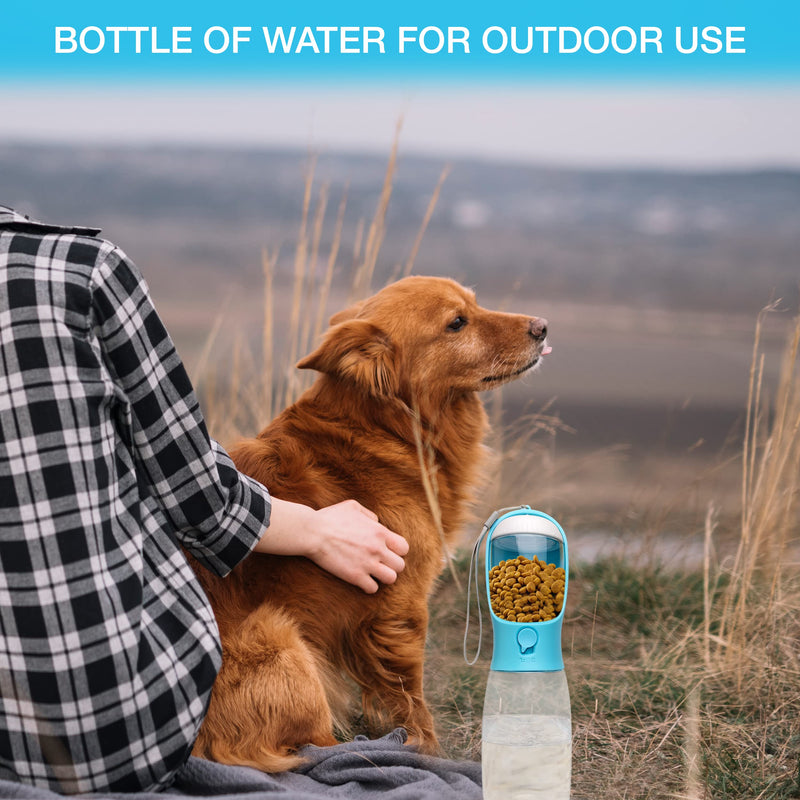 Portable Dog Water Bottle Dispenser - Dog Travel Water Bottles for Walking Hiking Outdoor Large Capacity 19Oz Leak Proof Upgraded Version with Food Container and Brush - BeesActive Australia