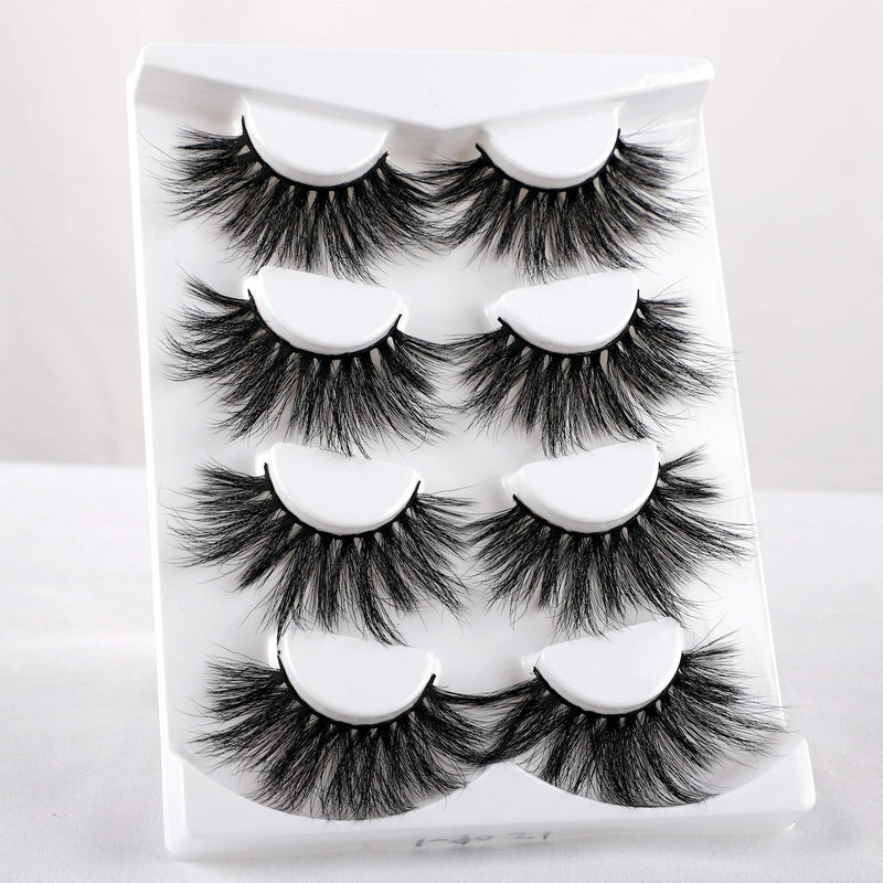 wiwoseo False Eyelashes 25MM Lashes Dramatic Long Fluffy Cross Thick Volume Fake Eye Lashes 4 Pairs Pack 25MM-1 - BeesActive Australia