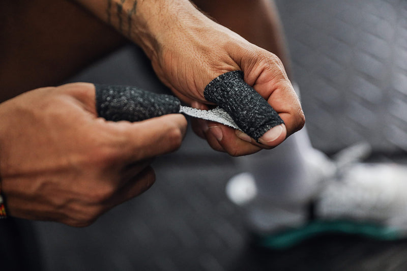 WOD ST-CEAB Weightlifting Thumb Tape, Black – 1.5 inch Wide (Pack of 3) Latex-Free, Stretch Self Adhesive for Hand, Finger, Climbing, and Hook Grip Wrapping and Protection. - BeesActive Australia