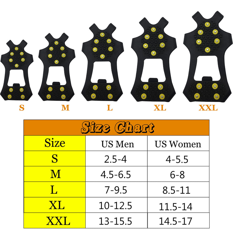Ice Cleats Snow Traction Cleats Crampons for Shoe and Boots Non-Slip Overshoe for Walking on Snow and Ice Rubber Walking Cleats Anti Slip Crampons 10 Studs Small(2.5- 4 men/4-5.5 women) - BeesActive Australia