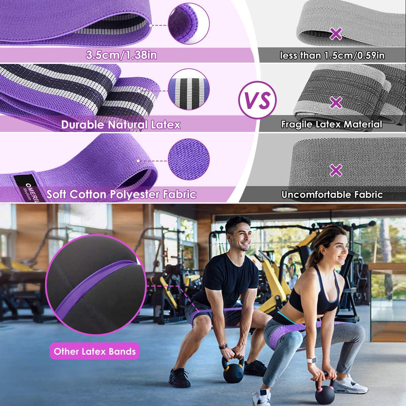 Fabric Resistance Bands, Exercise Band [Set of 3] Workout Fitness Bands for Hips & Glutes, Non-Slip Booty Bands for Women / Men / Beginners / Athletes Strength Training,Yoga,Pilate,Fitness Light purple, Purple, Dark purple - BeesActive Australia
