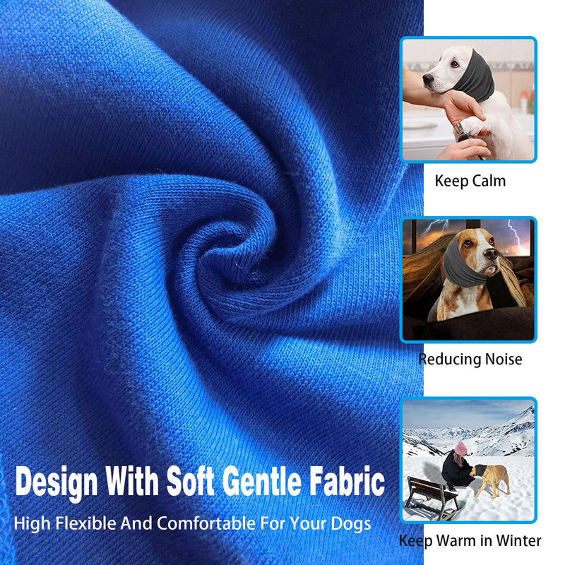 Dog Ear Muffs Noise Protection, 2 Pcs for Dogs, Dog Noise Cancelling Ear Muffs, Quiet Ears for Dogs, Dog Ear Wrap, The Grooming Tool for Calming Dogs(Black and Blue,M) - BeesActive Australia