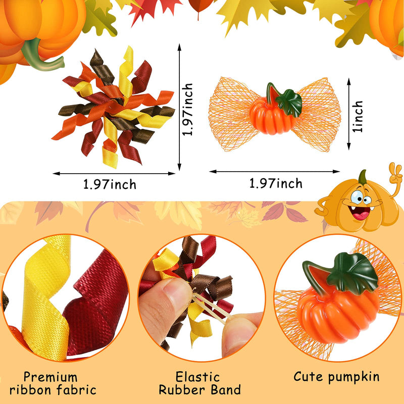 40 Pieces Fall Dog Bows Thanksgiving Bows for Dogs Hair Bows Halloween Pumpkin Bows Curves Bows Autumn Fall Grooming Bows with Rubber Bands Puppy Top Knot Bows Supplies Pet Hair Accessories for Dogs - BeesActive Australia