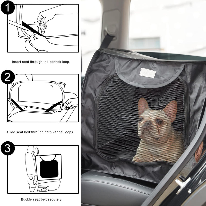 PETLIKE Pop Up Dog Kennels Large Dog Bed, Portable Car Seat Dog Kennel Waterproof for Indoor Outdoor Travel, Collapsible Foldable Cat Cage Carrier Black - BeesActive Australia
