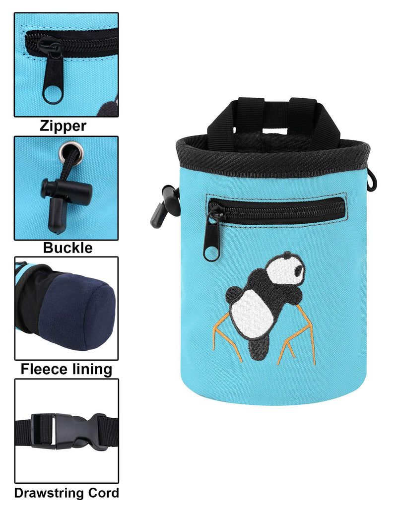 AMC Rock Climbing Panda Design Chalk Bag with Adjustable Belt Light Blue - BeesActive Australia