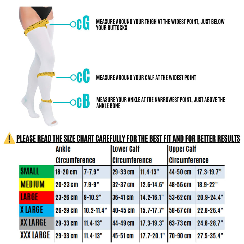 invera Anti Embolism Compression Stockings, Thigh High Unisex Ted Hose Socks 15-20 mmHg Moderate Level 2XL (Pack of 2) - BeesActive Australia
