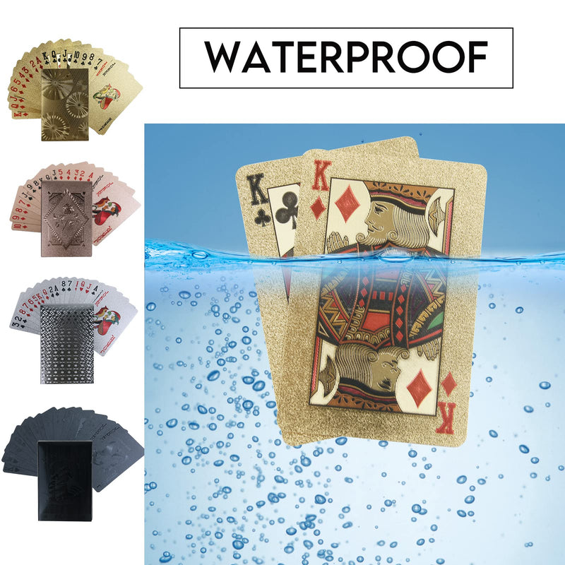 4 Decks Waterproof Playing Cards Plastic Black Rose Gold Playing Card Foil Poker Cards Themed Standard Playing Card Games for Adults Family Game Party 4 Decks - BeesActive Australia