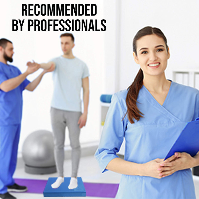 Physical Therapists Recommended Foam Balance Pad - FREE Stretching Strap & BONUS eBook | Balance Pads for PT Rehab & Ankle Recovery, Lower Back/Knee Pain | Wobble Board Cushion for Strength Blue XL - BeesActive Australia