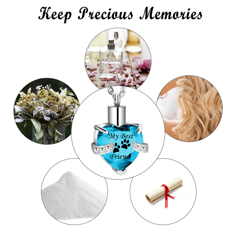Crystal Cremation Jewelry Heart Urn Necklace for Pet Ashes Stainless Steel Birthstone Memorial Keepsake Ash Holder for Cat Dog December - BeesActive Australia