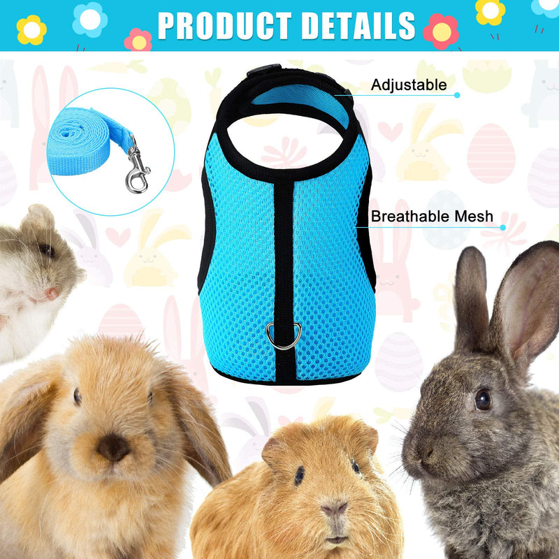 SATINIOR 2 Pieces Bunny Rabbit Harness with Leash Cute Adjustable Buckle Breathable Mesh Vest for Kitten Puppy Small Pets Walking Medium Blue, Pink - BeesActive Australia