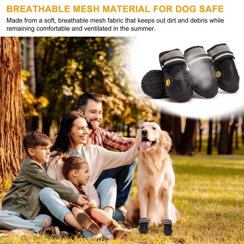 Tasperfed Dog Boots Reflective Breathable Adjustable Waterproof Puppy Hiking Waterproof Boots Pavement Hardwood Floor Non-Slip Outdoor Dog Shoes for Small and Medium Puppy 4PCS/Set size 4 - BeesActive Australia