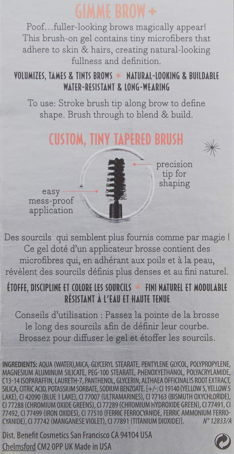 Benefit Gimme Brow+ Volumizing Fiber Gel, 3 Medium Neutral Light Brown, 0.05 Fl Oz - BeesActive Australia