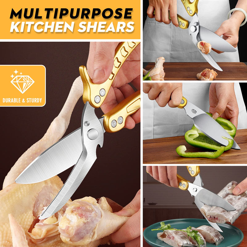 Poultry Shears, Germany Detachable Heavy Duty Kitchen Scissors, Golden Kitchen Shears With Knife Bottle Opener Gift Box, Multipurpose Kitchen Shears For Cooking Chicken Meat Turkey Thanksgiving Germany Detachable Poultry Shear - BeesActive Australia