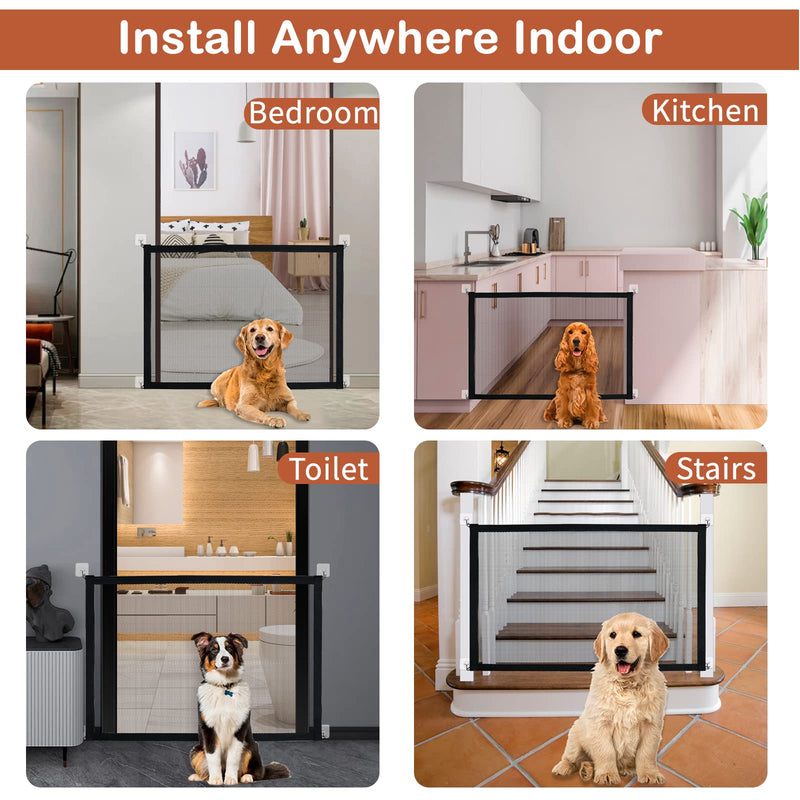 Dog Gates for The House, Malydyox Mesh Baby Gates for Stairs with Portable Safety Fence Easily Install Anywhere, Child Gate for Doorways with 2pcs Stainless Steel Pole and 8pcs Hooks , 43'' X 29'' 43'' X 29'' - BeesActive Australia