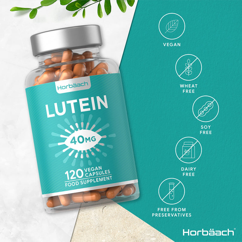 Lutein Supplement | 40mg Eye Complex | 120 Vegan Capsules | Wheat Free, Vegan, and Vegetarian | by Horbaach - BeesActive Australia