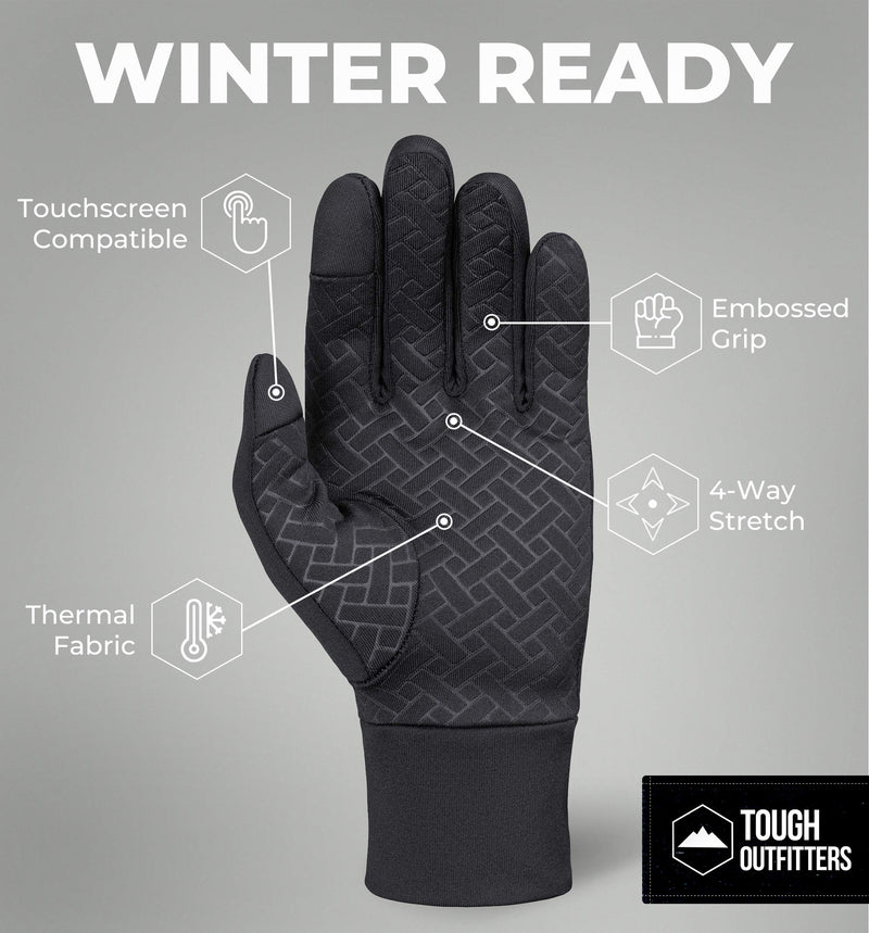 Running Gloves with Touch Screen - Winter Glove Liners for Texting, Cycling - Thin & Lightweight Cold Weather Thermal Gloves X-Large - BeesActive Australia