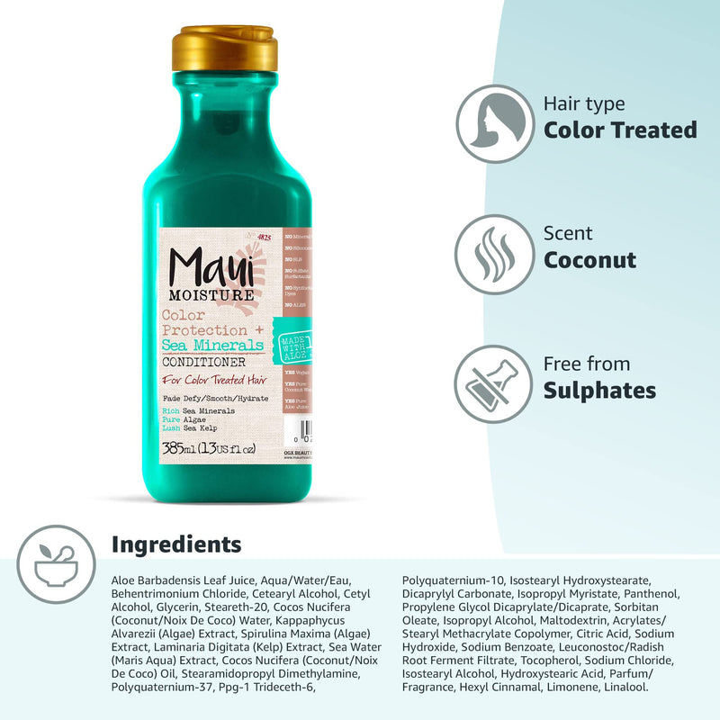 Maui Moisture Vegan Sea Minerals Colour Aloe Vera Conditioner for Coloured Hair and for Blonde Hair 385 ml - BeesActive Australia