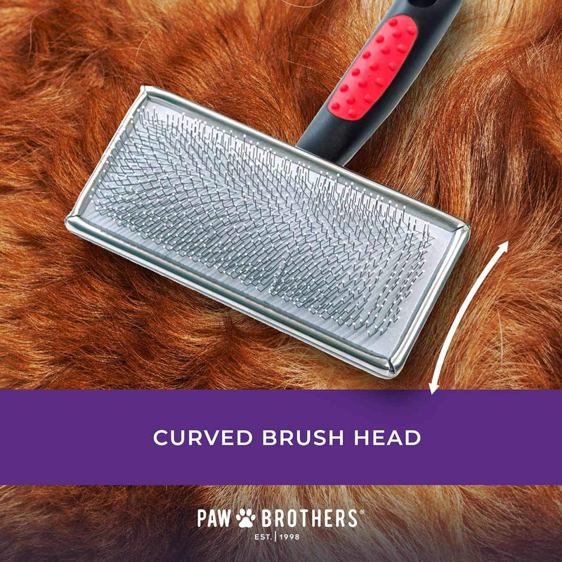 Paw Brothers Soft Flat Slicker Brush for Dogs with Coated Pin Tips Medium/Large - BeesActive Australia