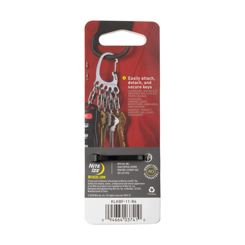 Nite Ize KLKBF-11-R6 Bigfoot Locker KeyRack, Carabiner Chain with 5 Stainless Steel Locking S-Biner Toes to Hold Keys Separately + Securely, 1, Silver - BeesActive Australia