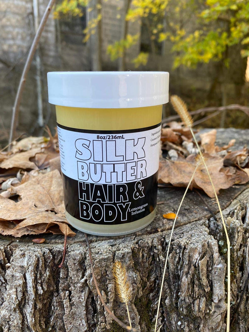 Silk Butter for Hair and Body-Lemon Grass Black Seed Oil Blend - Hydrating repair cream- for dry, damaged skin and hair- with Jojoba oil, Shea Butter - Paraben Free, No Synthetic Fragrances - 8 oz - BeesActive Australia