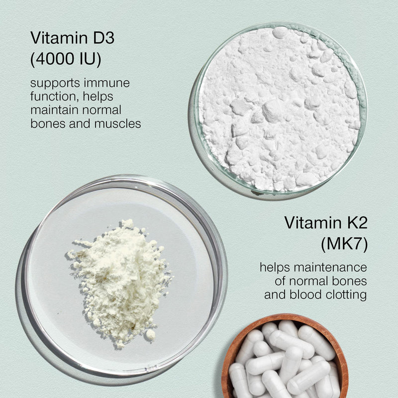 Vitamin D3 K2 Capsules - High Strength Vitamin D Tablets - 4000 IU Vitamin D & 100mcg Vitamin K MK7-120 Capsules - UK Made & Vegetarian - VIT D3 K2 Supplement for Strong Bones, Teeth, Immune System - BeesActive Australia