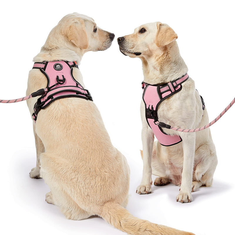 NESTROAD No Pull Dog Harness,Adjustable Oxford Dog Vest Harness with Leash,Reflective No-Choke Pet Harness with Easy Control Soft Handle for Small Medium Large Dogs 【M】neck 13-17" chest 17-25" Pink - BeesActive Australia