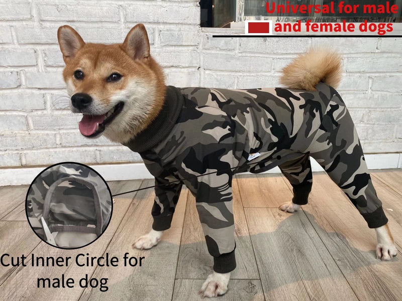 Xqpetlihai Dog Onesie Surgery Recovery Suit for Medium Large Dogs Recovery Shirt for Abdominal Wounds or Skin Diseases Bodysuit Dogs Pajamas for Shedding Allergy Anti Licking Large (Pack of 1) CAMO - BeesActive Australia