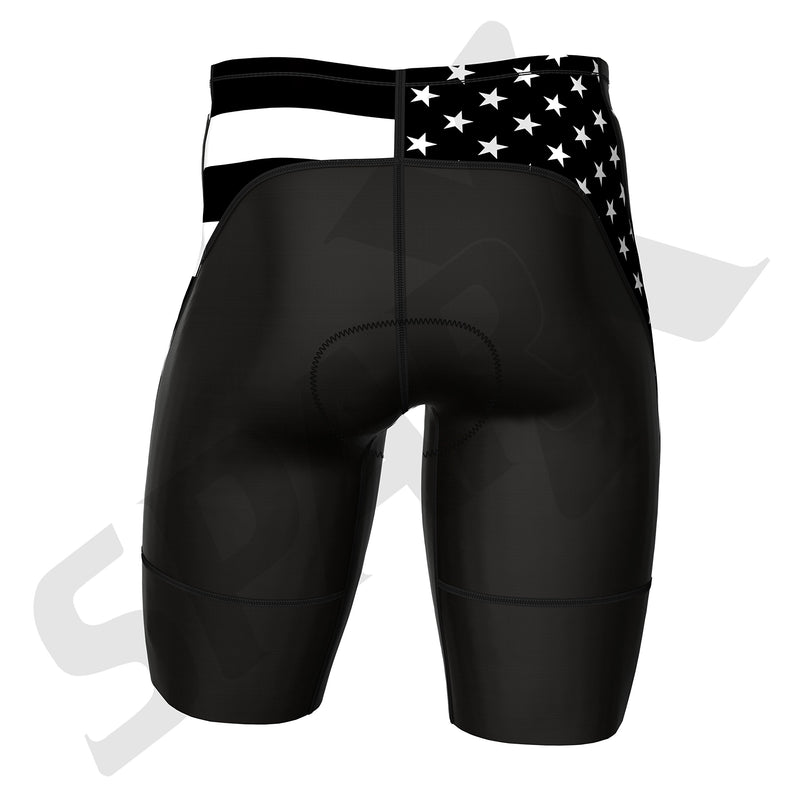 [AUSTRALIA] - Sparx Men`s Activate Triathlon Shorts Printed TriShort | 2 Easy Reach Pockets| Swim-Bike-Run Us Flag Large 
