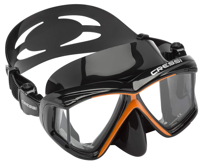 [AUSTRALIA] - Cressi Pano 4 | Wide Multi Lens View for Scuba Diving - Cressi: Quality since 1946 Black/Orange 