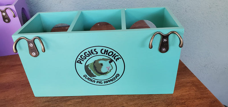 Piggies Choice Hay Feeder Natural Pine Wood Arch Guinea Pig Hay Rack with Option to Attach to Cage Teal with Bottom - BeesActive Australia
