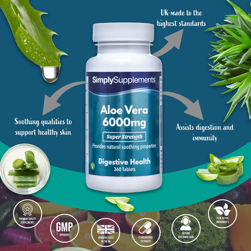 Aloe Vera Tablets 6000mg | Vegan & Vegetarian Friendly | 360 Tablets | Manufactured in The UK - BeesActive Australia
