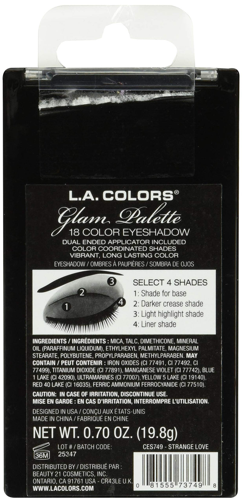 L.A. COLORS 8 Color Eyeshadow Palette, 0.70 Oz, Strange Love, 1 Count - BeesActive Australia