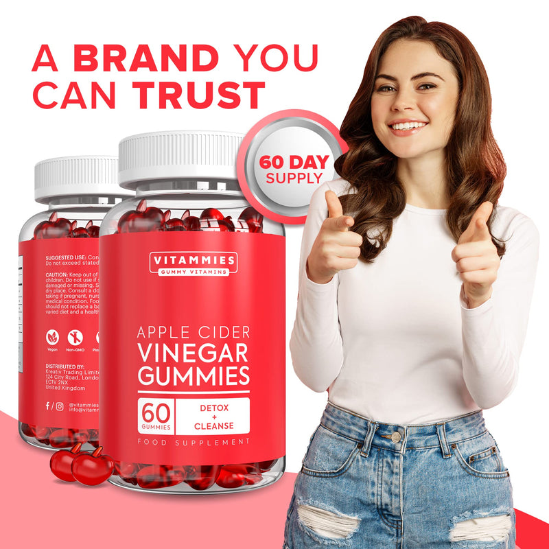Apple Cider Vinegar Gummies | Raw, Unfiltered ACV with “The Mother”, Vitamin B9, Vitamin B12 | Gluten-Free, Non-GMO, Vegan, 60 Count | Gummy Alternative to Apple Cider Vinegar Capsules - BeesActive Australia