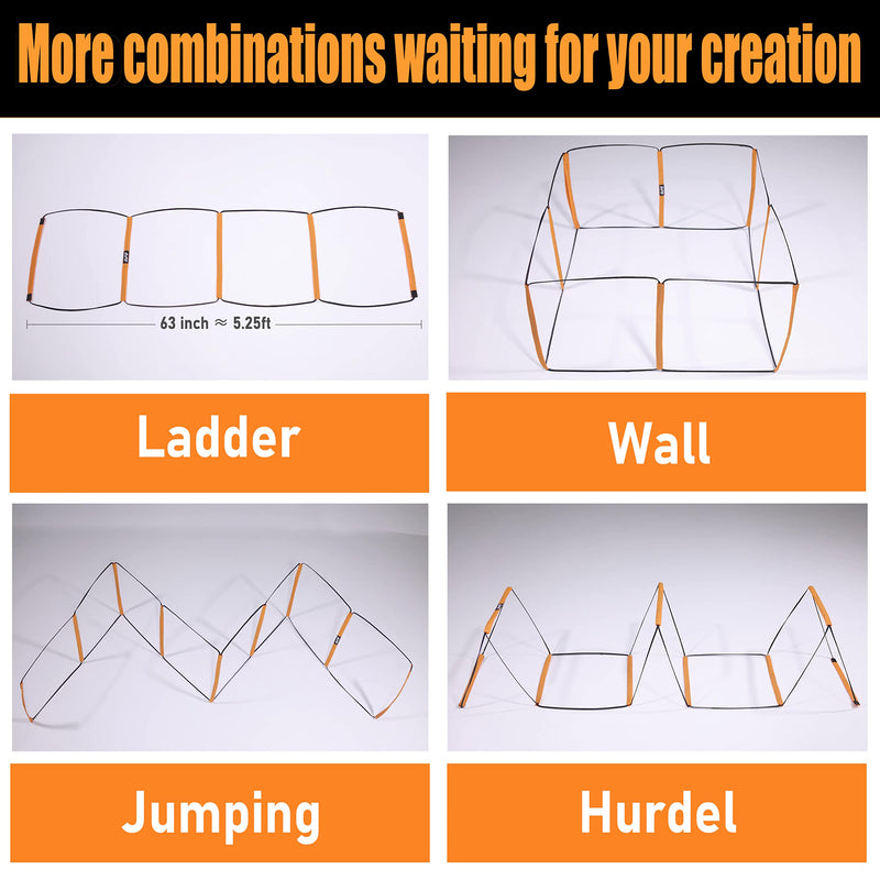 ALPHAWORX Agility Ladder, Agility Training Equipment, Soccer Speed Ladder, Football Footwork Ladder, Workout Ladder for Kid Adult, Foldable Instant Set-up & Tangle-Free & Carry Bag (4/8/8+4/12 Rung) 12 rung - BeesActive Australia