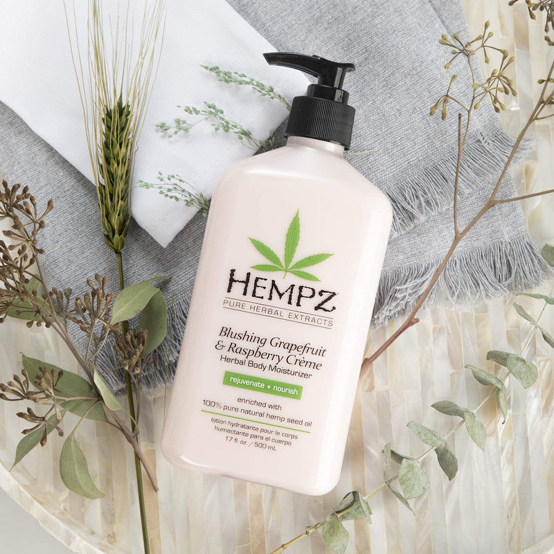 Hempz Blushing Grapefruit & Raspberry Creme Herbal Body Moisturizer Lotion - Fruit Body Cream - Pure Hempseed Oil, Shea Butter, Ginseng, Natural Extracts, Vitamins A, C, and D, Cucumber Extract 17 Fl Oz (Pack of 1) - BeesActive Australia