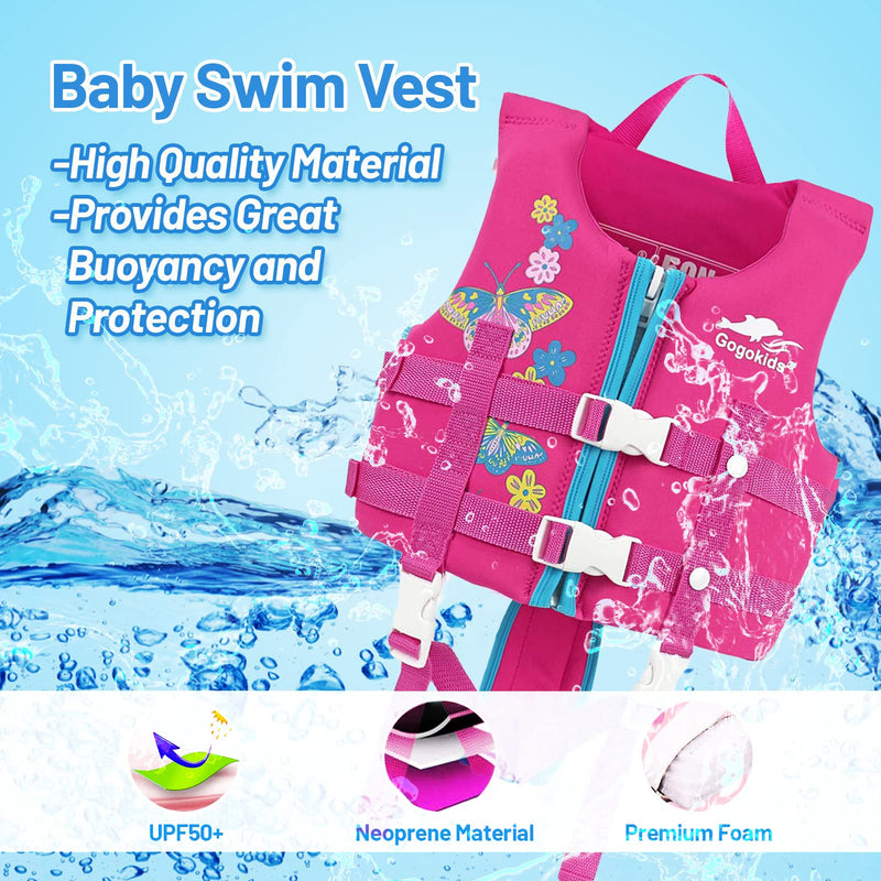 Kids Swim Vest -Baby Swimming Jacket Printed Float Swim Vest Buoyancy Swimwear with Adjustable Safety Strap, Suitable for 2-9 Year Butterfly L/7-9 Years - BeesActive Australia